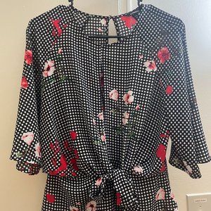 Express brand size Medium- Fitted Floral blouse with tie in front